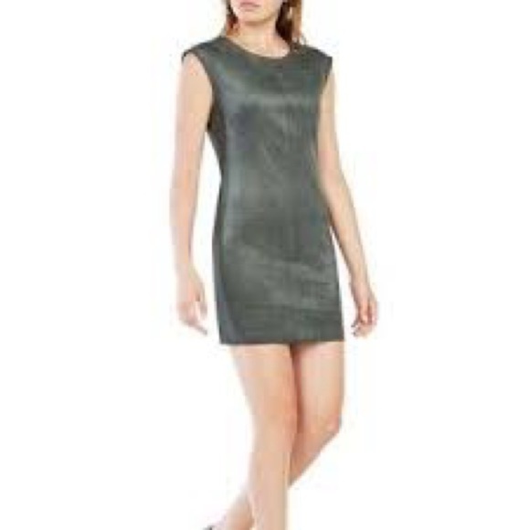 BCBG extra small Green suede Dress pullover sleeveless fitted sexy chic detail - Picture 2 of 13